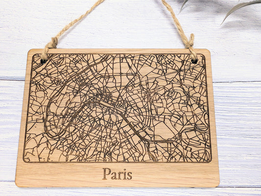 Handcrafted Wooden Map Wall Art of Paris, UK - Available in 4 Sizes - Perfect Home Decor or Unique Gift