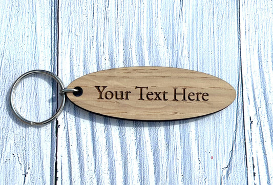 Personalised Oval Keyrings | Custom Keyfobs | Wooden Keyring | Oak Wood | Bulk | Wooden Key Chain | Oak Keyring | Bulk Keyrings