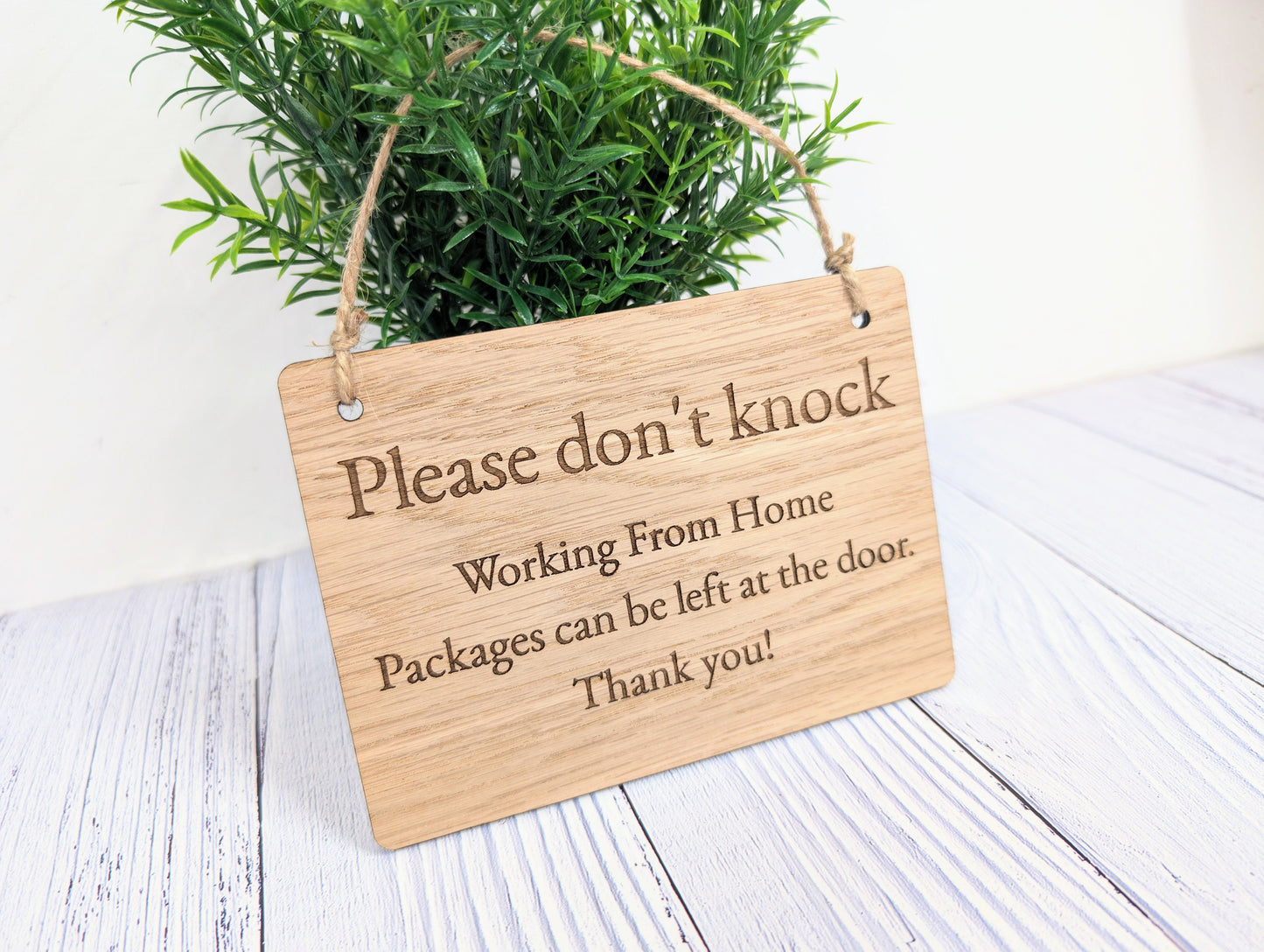 Working From Home,  Wooden Sign | Oak Veneer | Door Sign | No Knocking | Package Delivery | Handcrafted in the UK