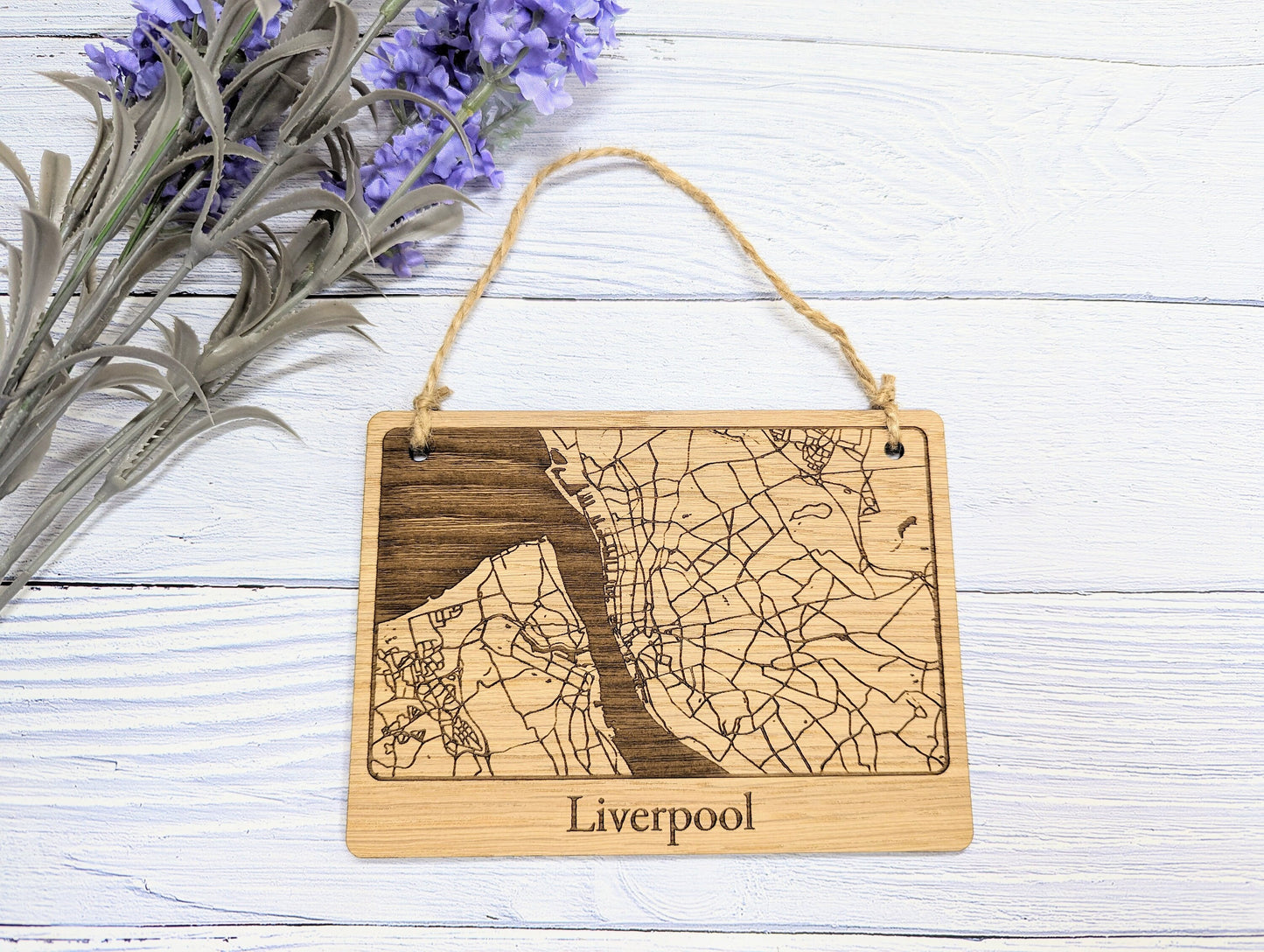 Handcrafted Wooden Map Wall Art of Liverpool - Unique Home Decor or Thoughtful Gift - 4 Sizes Available - Customisable