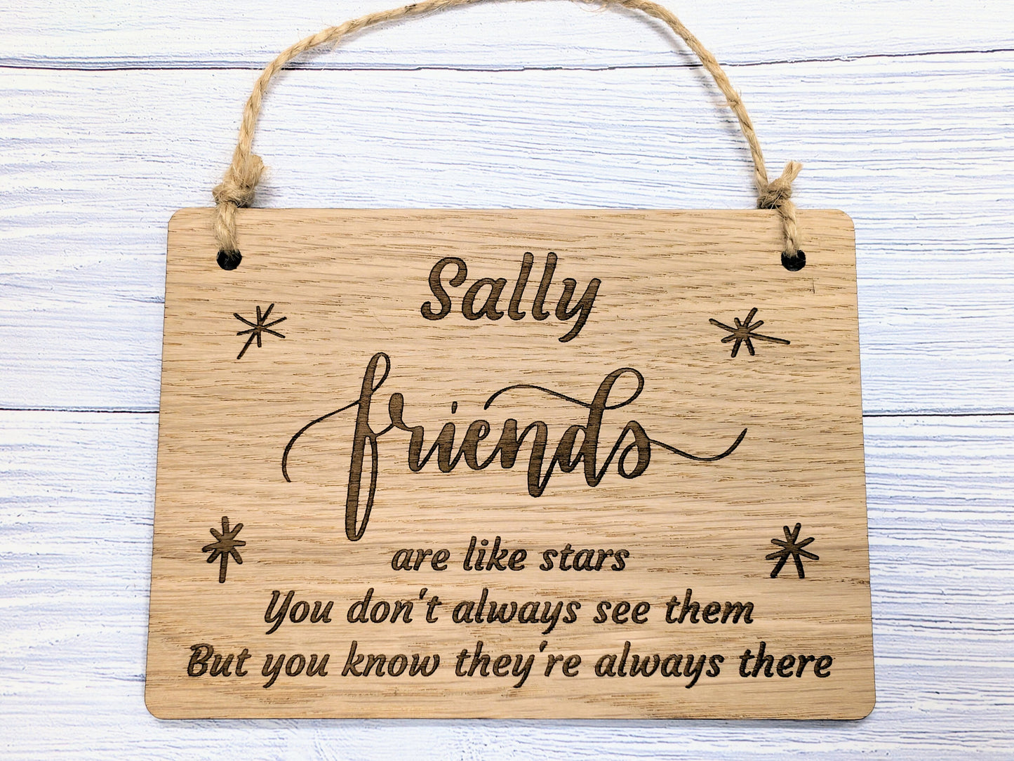 Personalised Friendship Wooden Sign - "Friends Are Like Stars" - Custom Name Option - Perfect Gift for Best Friends