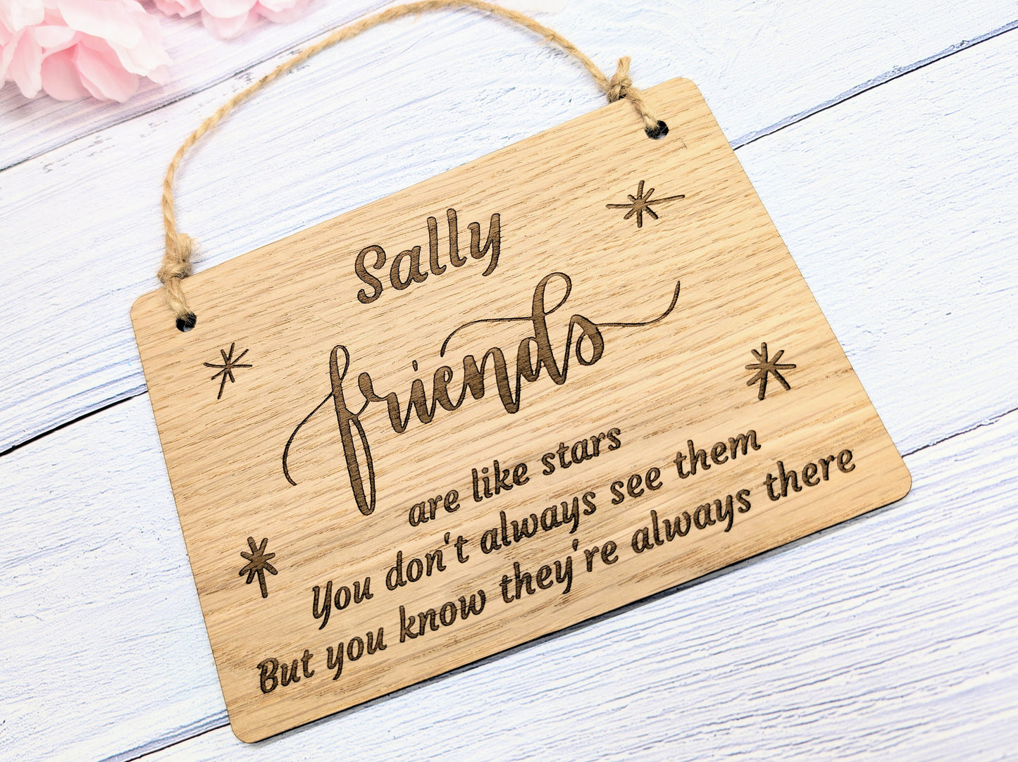 Personalised Friendship Wooden Sign - "Friends Are Like Stars" - Custom Name Option - Perfect Gift for Best Friends