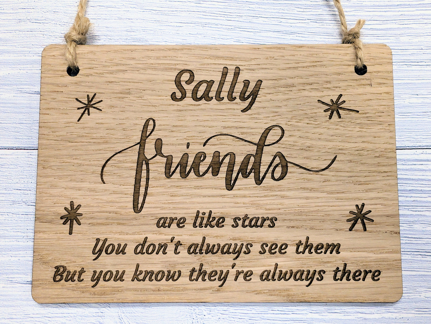 Personalised Friendship Wooden Sign - "Friends Are Like Stars" - Custom Name Option - Perfect Gift for Best Friends