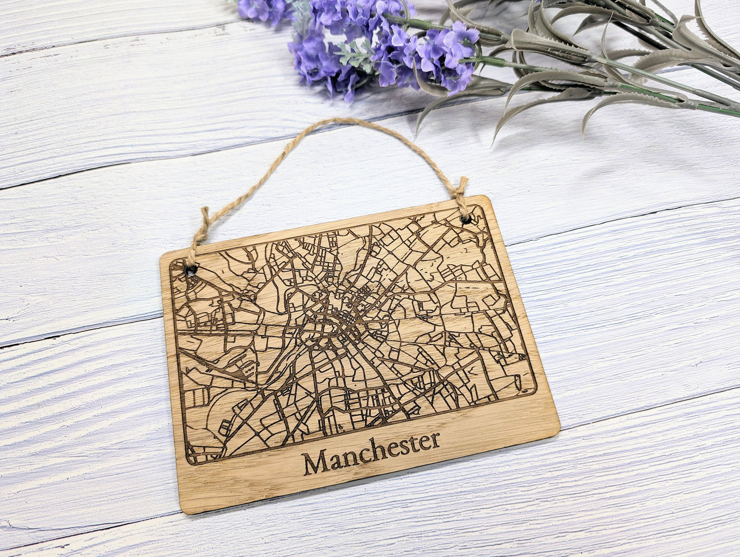 Handcrafted Wooden Map Wall Art of Manchester, UK - Available in 4 Sizes - Perfect Home Decor or Unique Gift