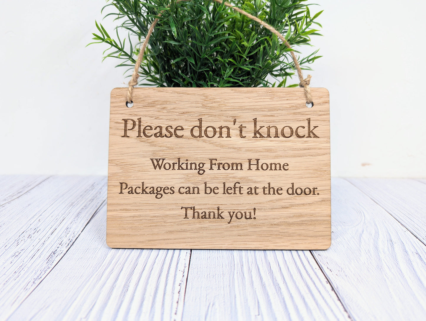 Working From Home,  Wooden Sign | Oak Veneer | Door Sign | No Knocking | Package Delivery | Handcrafted in the UK