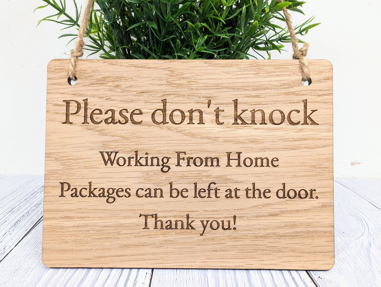 Working From Home,  Wooden Sign | Oak Veneer | Door Sign | No Knocking | Package Delivery | Handcrafted in the UK