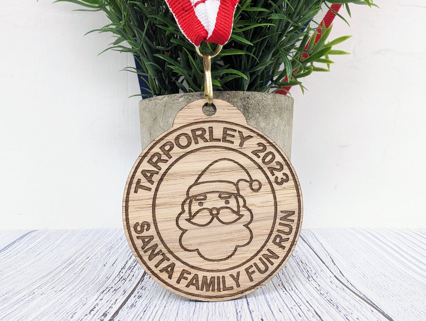 Personalised Wooden Medals for Village Fun Runs & Santa Dashes – Custom Event Awards