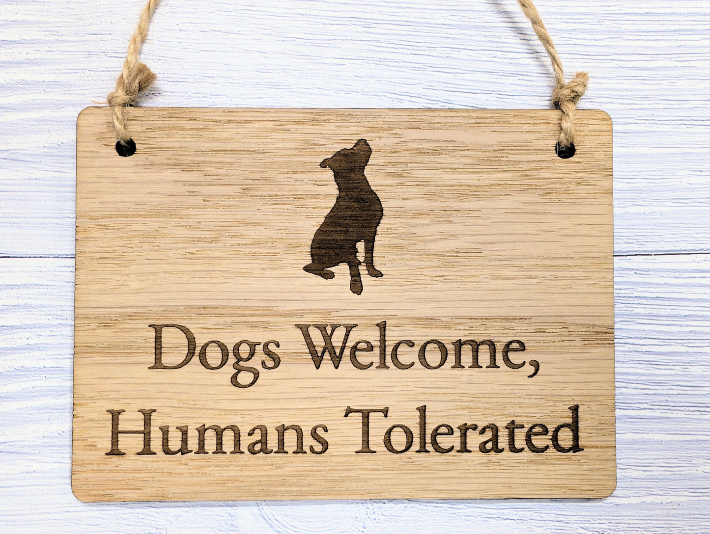 Humorous Dog-Friendly Wooden Sign - "Dogs Welcome, Humans Tolerated" - Perfect for Dog Lovers, Cafes, and Pet Shops | Indoor Sign