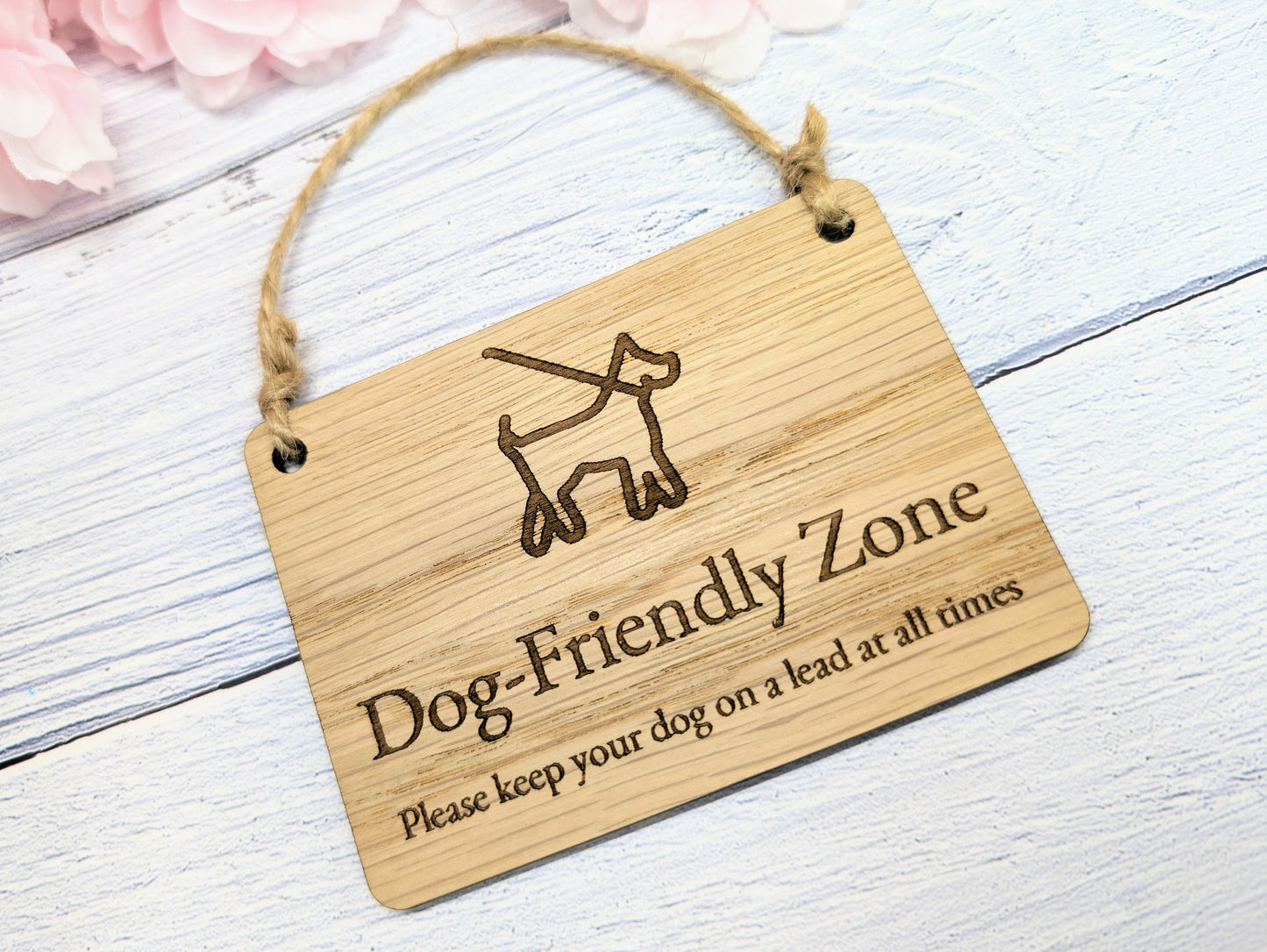 Dog-Friendly Zone Wooden Sign - "Please Keep Your Dog On A Lead At All Times" - Ideal for Pubs, Restaurants, Cafes, and Pet Shops