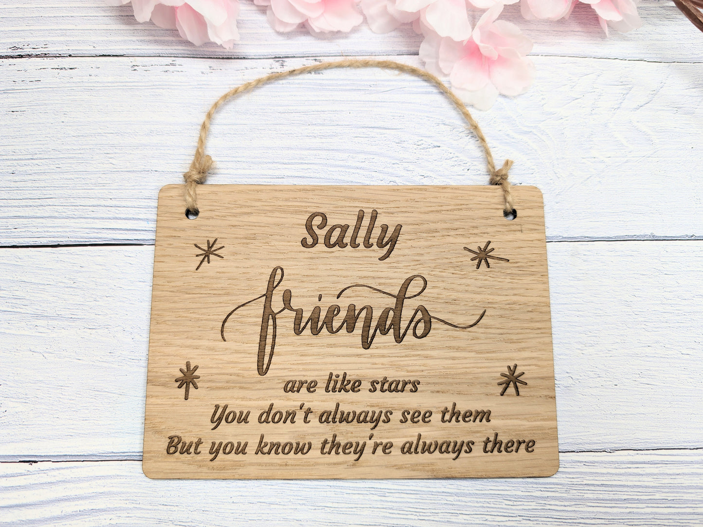 Personalised Friendship Wooden Sign - "Friends Are Like Stars" - Custom Name Option - Perfect Gift for Best Friends