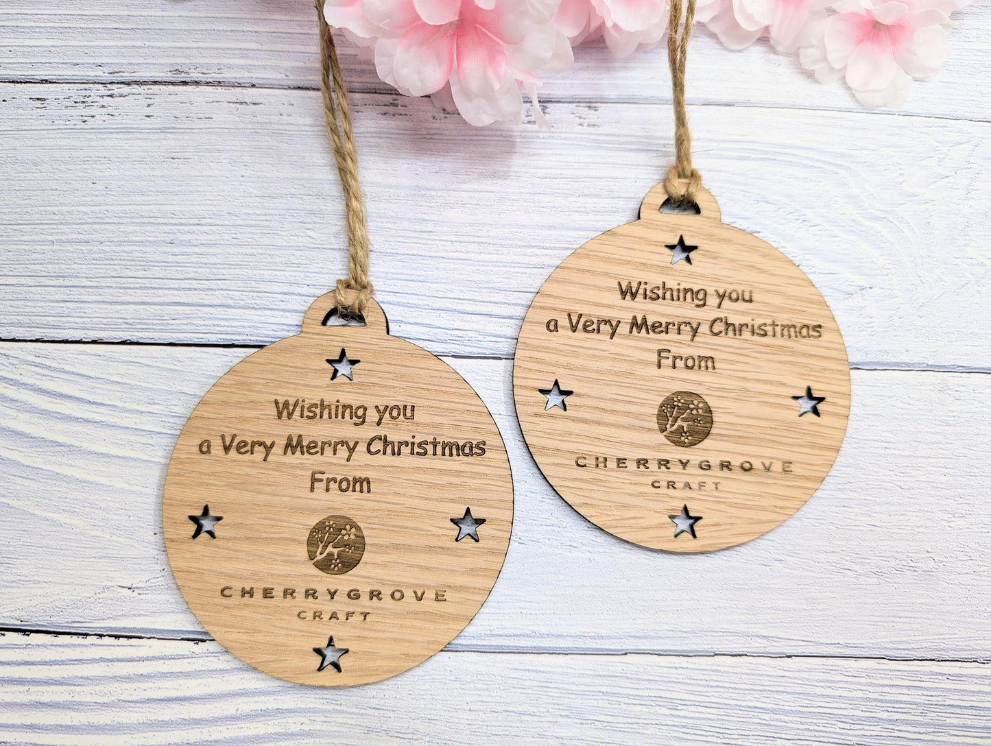 Custom Business Logo Christmas Bauble - Personalised Corporate Ornament with Stars