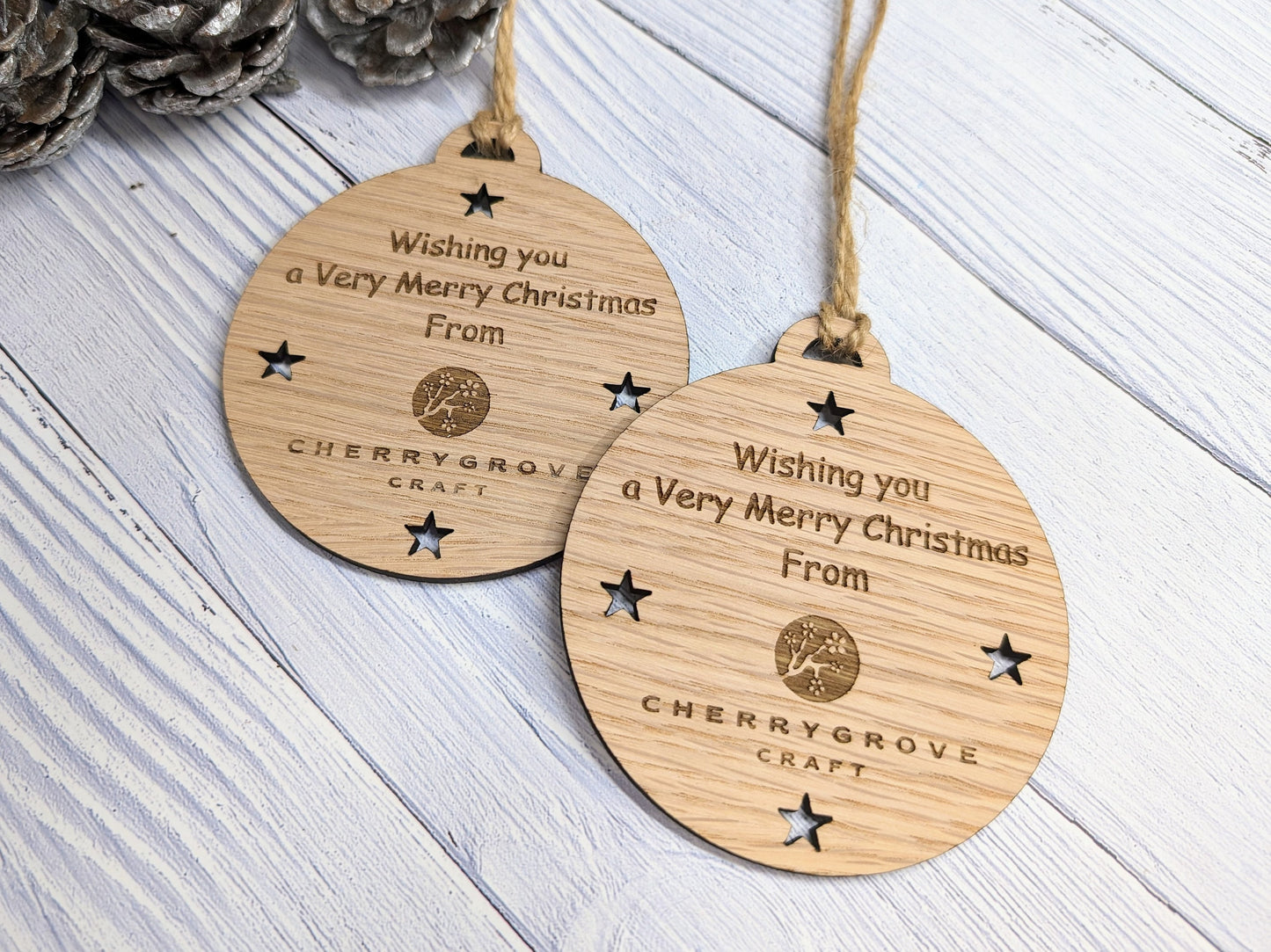 Custom Business Logo Christmas Bauble - Personalised Corporate Ornament with Stars