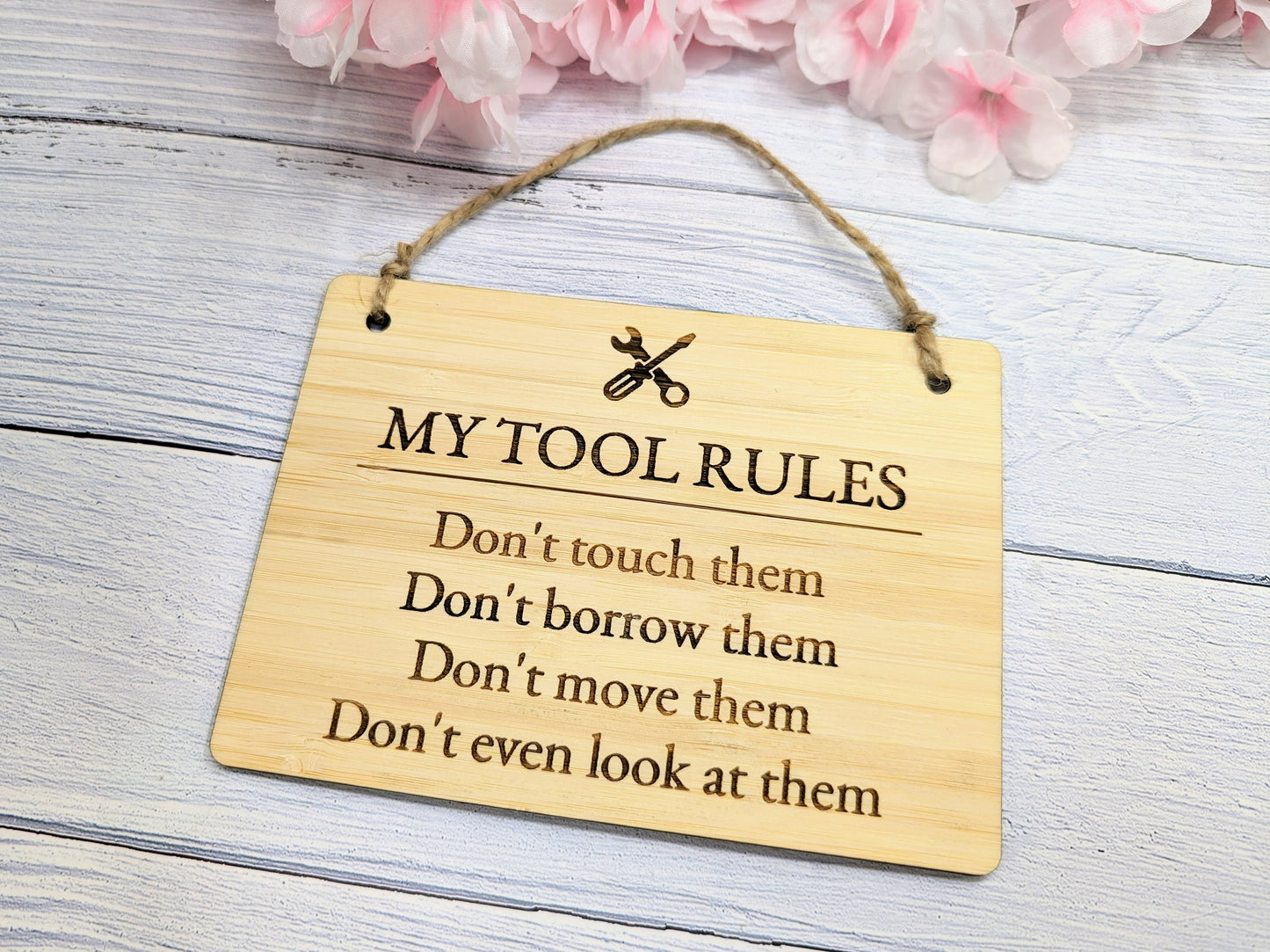 My Tool Rules - Eco-Friendly Bamboo Sign - Perfect Gift for Dad, Husband, or Grandad Who Loves His Tools - Workshop Decor