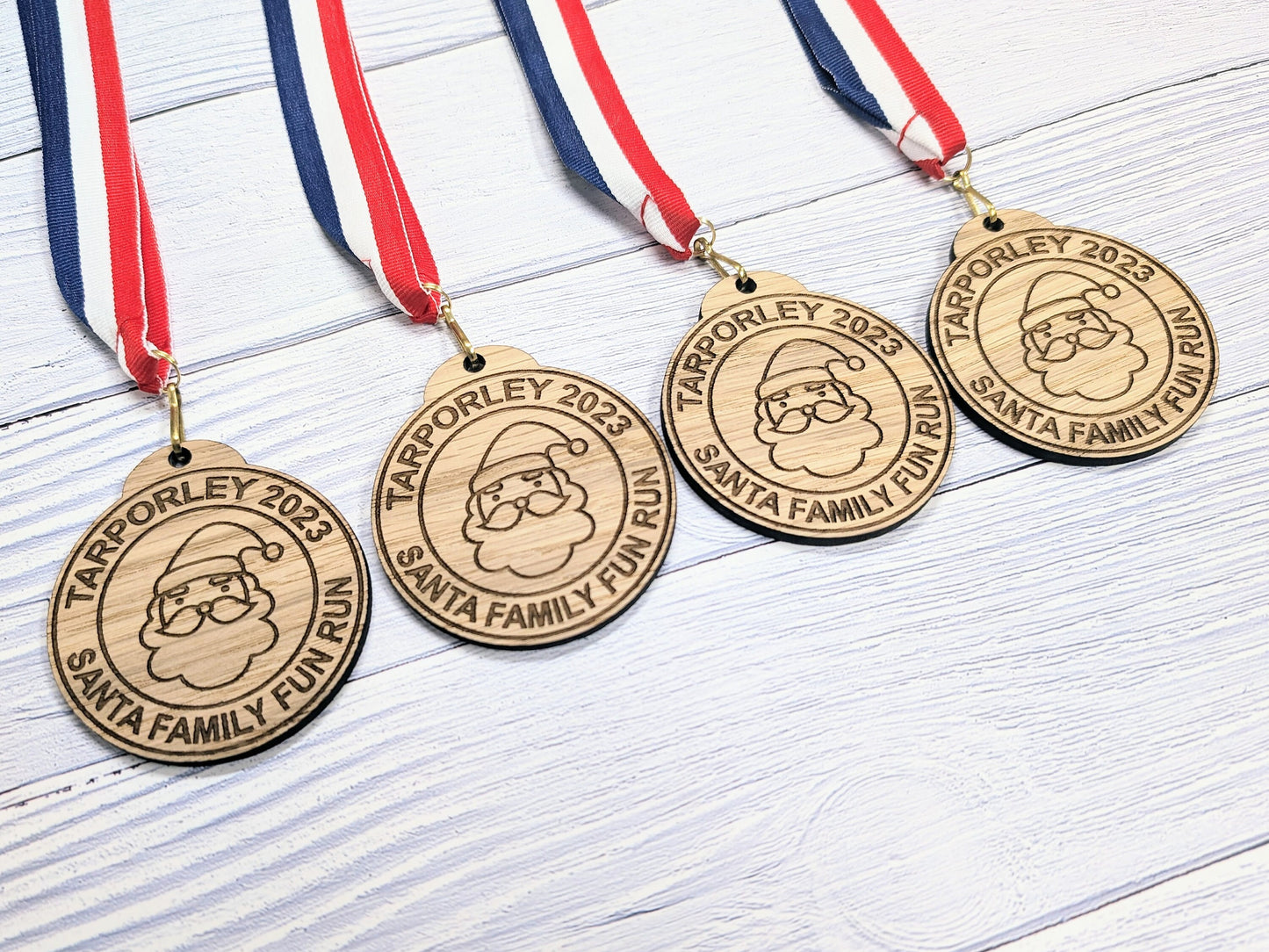 Personalised Wooden Medals for Village Fun Runs & Santa Dashes – Custom Event Awards