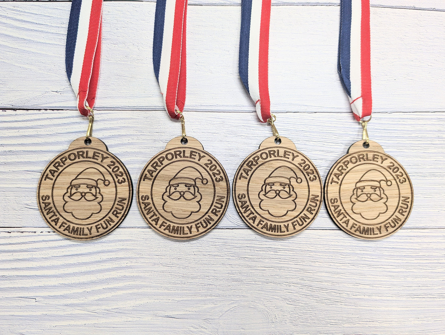 Personalised Wooden Medals for Village Fun Runs & Santa Dashes – Custom Event Awards