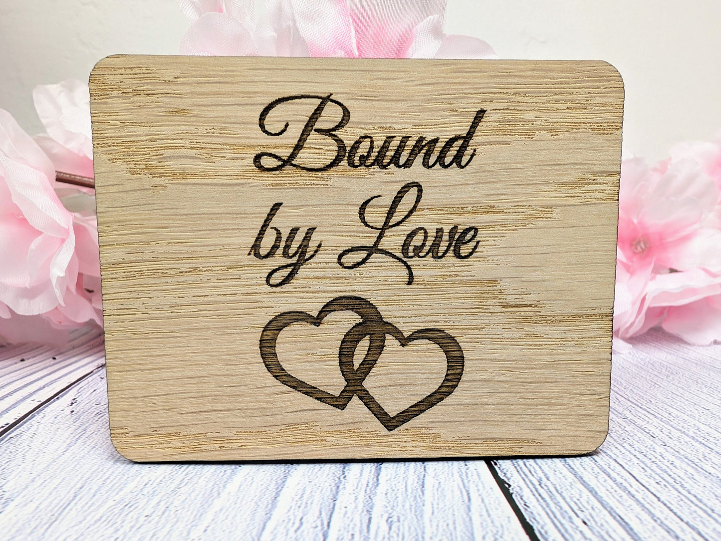 Bound By Love - Wooden Fridge Magnet with Interlocking Hearts - Romantic Gift