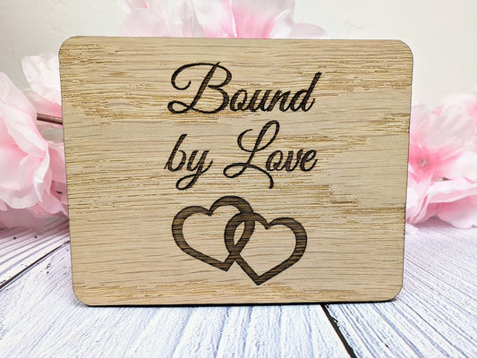 Bound By Love - Wooden Fridge Magnet with Interlocking Hearts - Romantic Gift