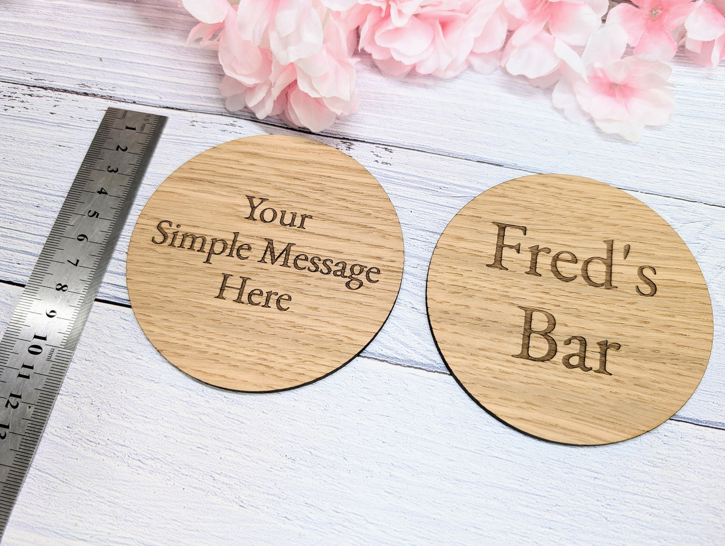 Custom Oak Veneer Round Coasters - Eco-Friendly Personalised Drink Coasters for Home Decor & Gifting, 100mm Diameter