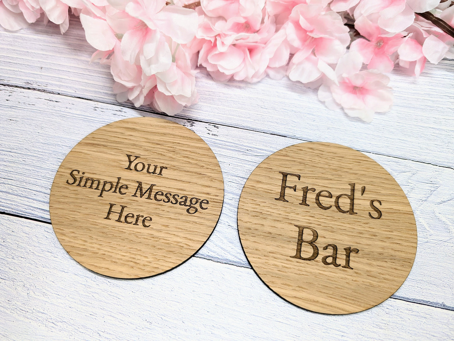 Custom Oak Veneer Round Coasters - Eco-Friendly Personalised Drink Coasters for Home Decor & Gifting, 100mm Diameter