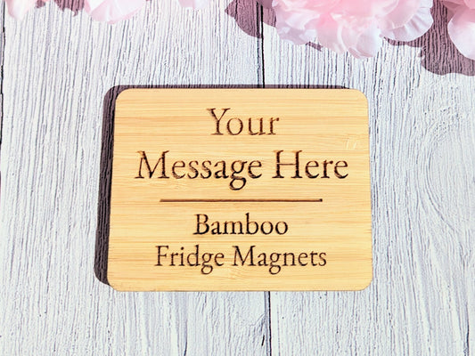 Personalised Bamboo Fridge Magnets | Sustainable Fridge Magnets | Sustainable Gift for All Occasions, 3 Sizes, Eco-Friendly Gift