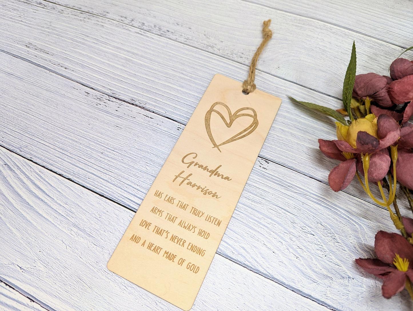 Personalised Wooden Bookmark for Grandparents with Poem - Unique Gift for Gran, Grandad, Nana, and More