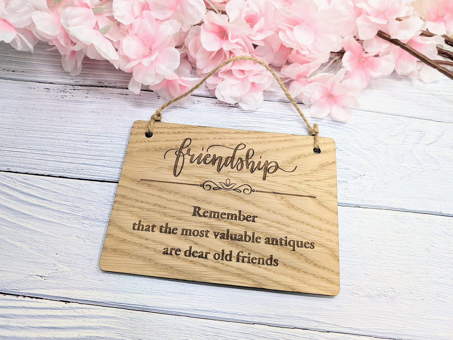 Personalised Oak Friendship Sign - Unique Hanging Wooden Gift