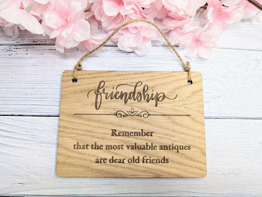 Personalised Oak Friendship Sign - Unique Hanging Wooden Gift