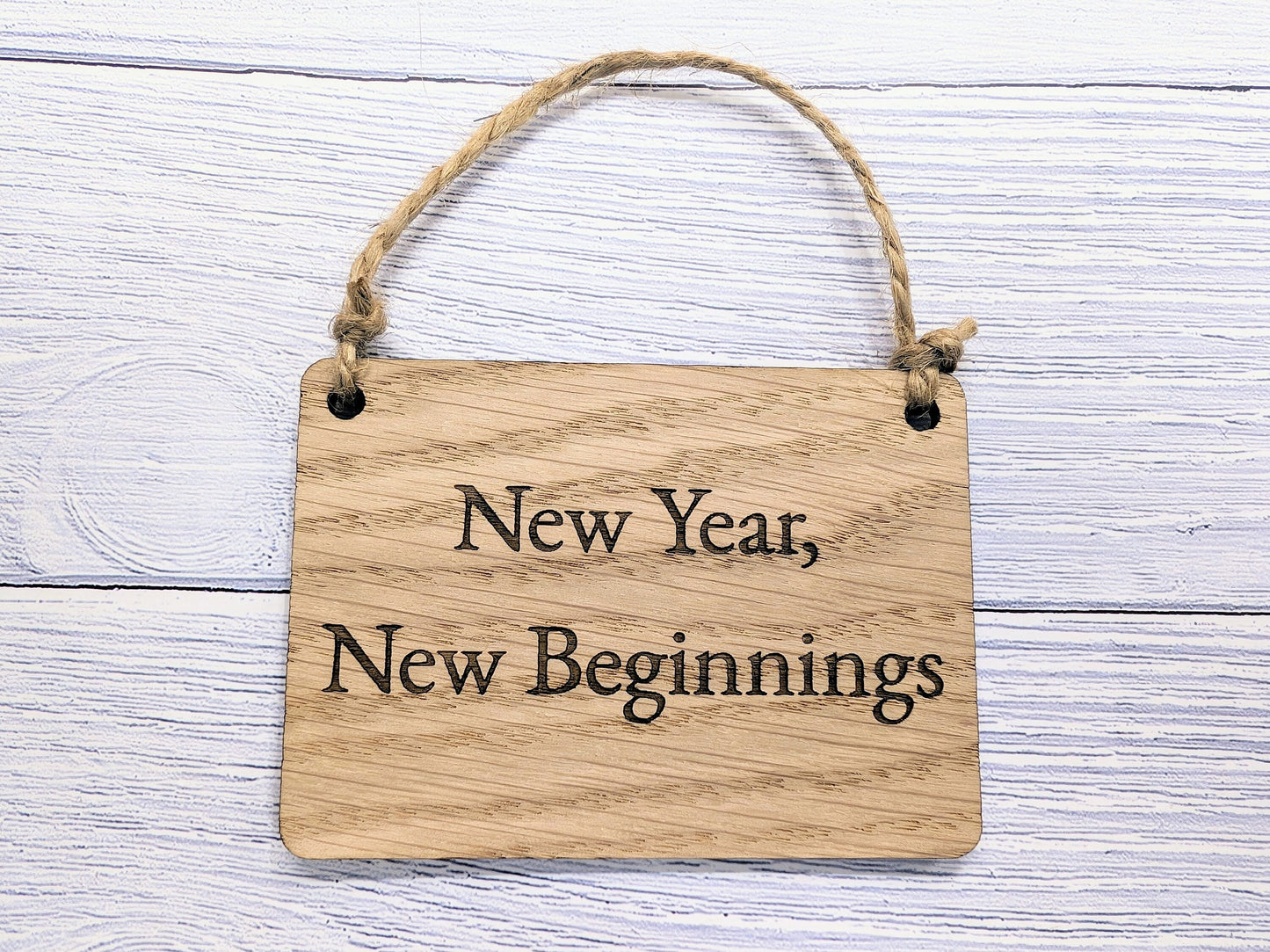 New Year, New Beginnings Oak Sign - Personalisable, Inspirational 2024 Decor