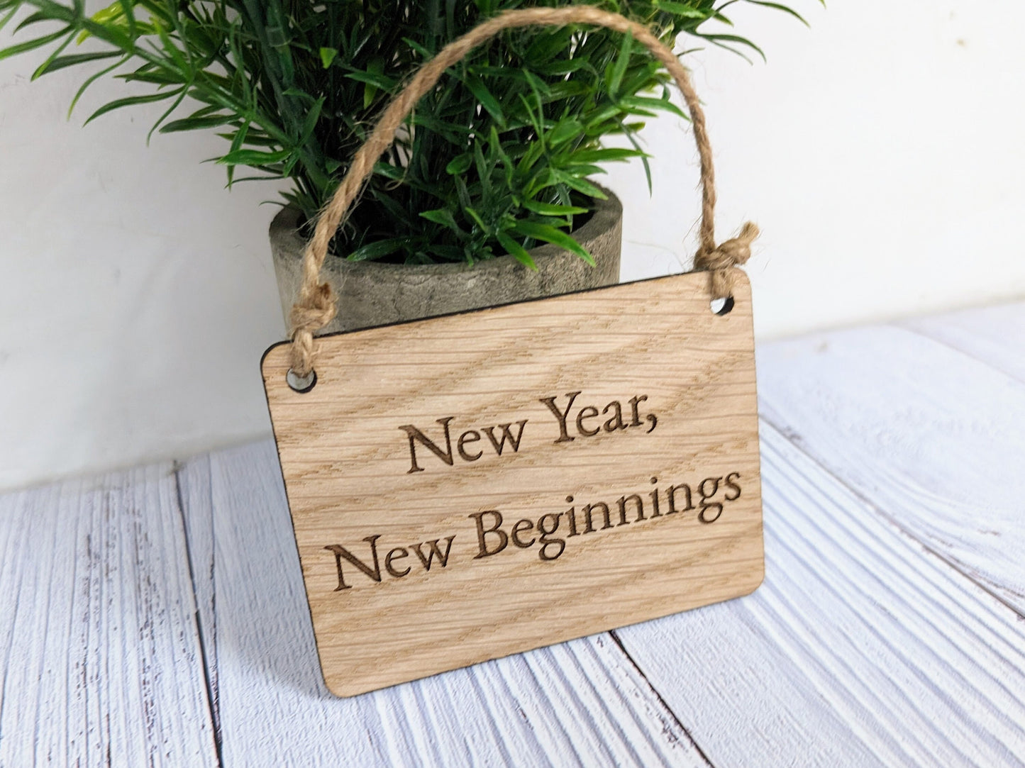 New Year, New Beginnings Oak Sign - Personalisable, Inspirational 2024 Decor