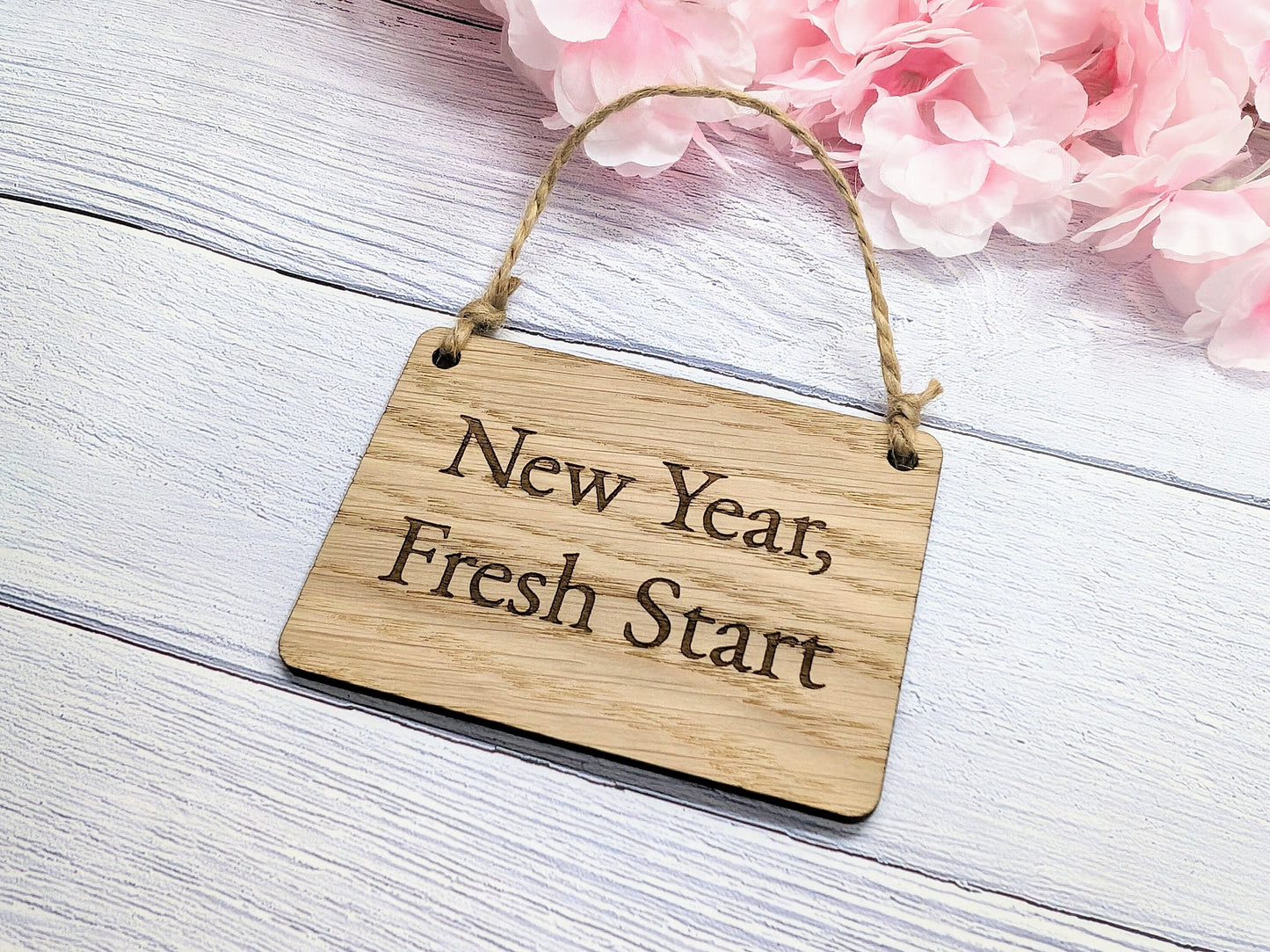 New Year, Fresh Start Oak Sign - Customisable, Motivational 2024 Decor