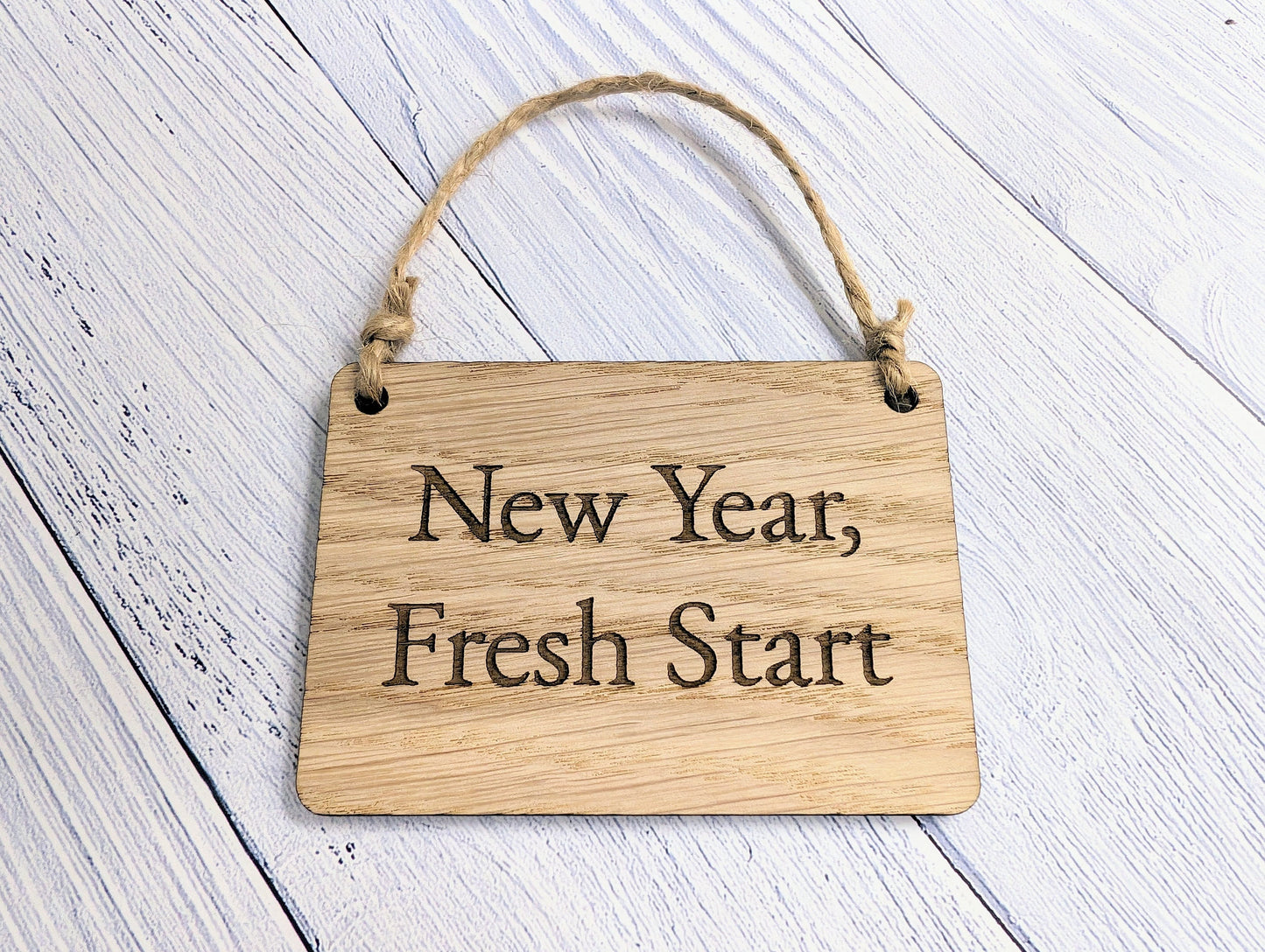 New Year, Fresh Start Oak Sign - Customisable, Motivational 2024 Decor