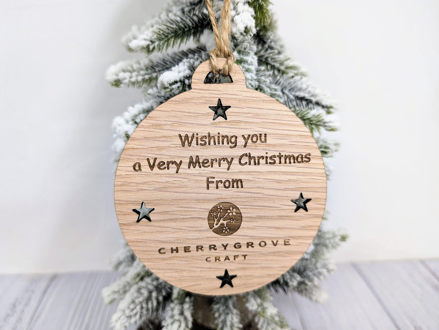 Custom Business Logo Christmas Bauble - Personalised Corporate Ornament with Stars