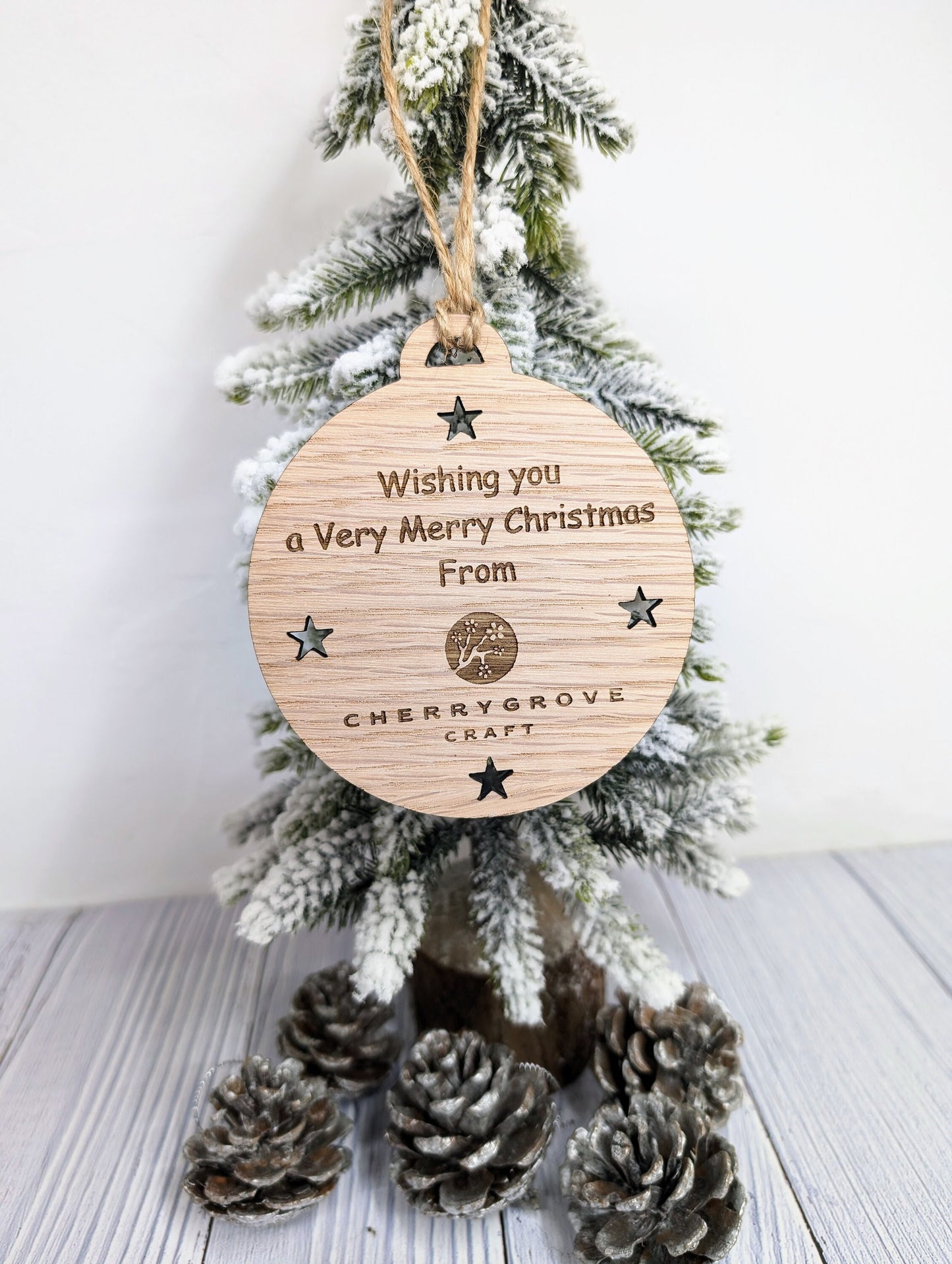 Custom Business Logo Christmas Bauble - Personalised Corporate Ornament with Stars