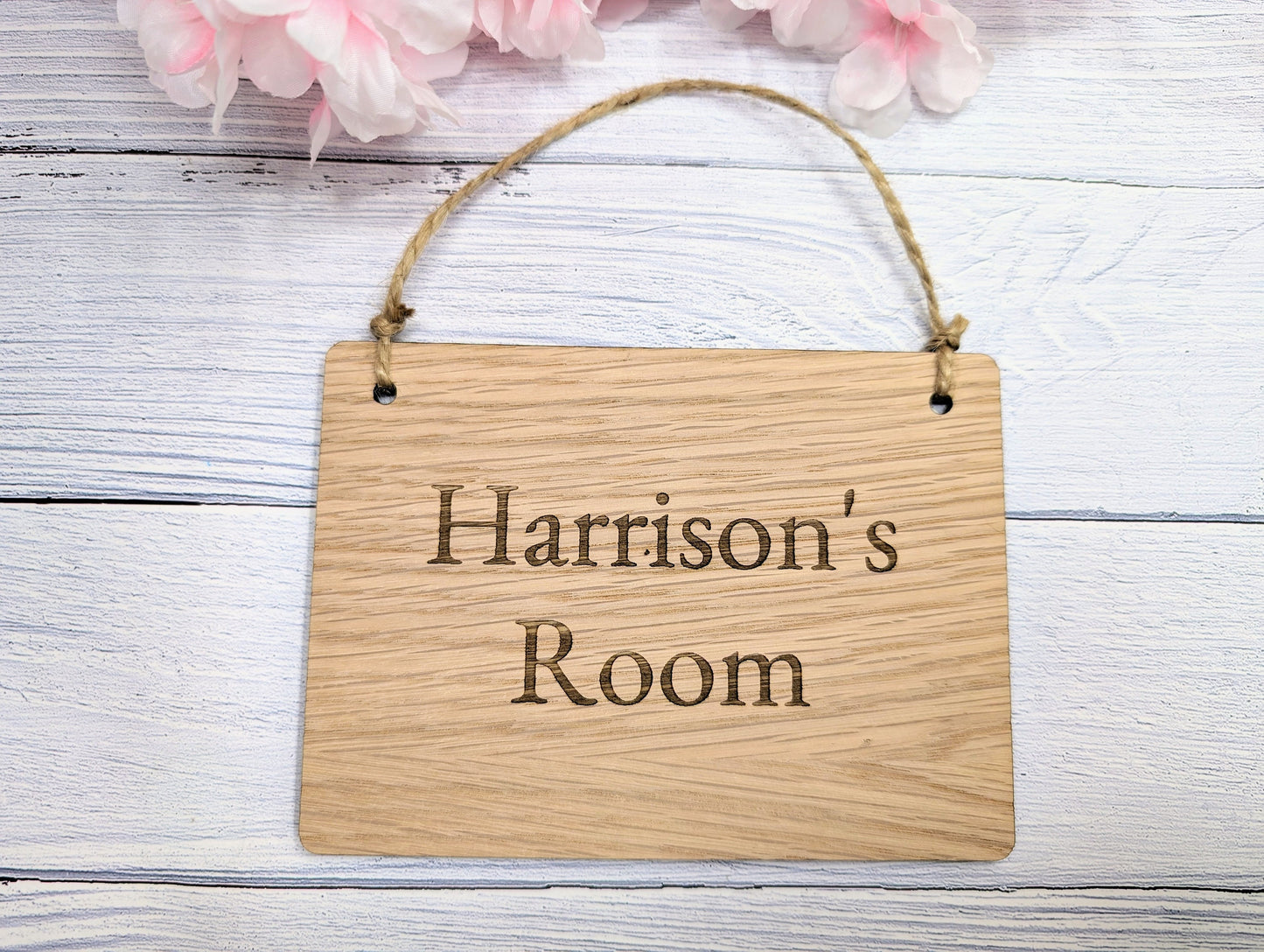 Personalised Children's Room Door Sign - Custom Name Oak Veneer Sign