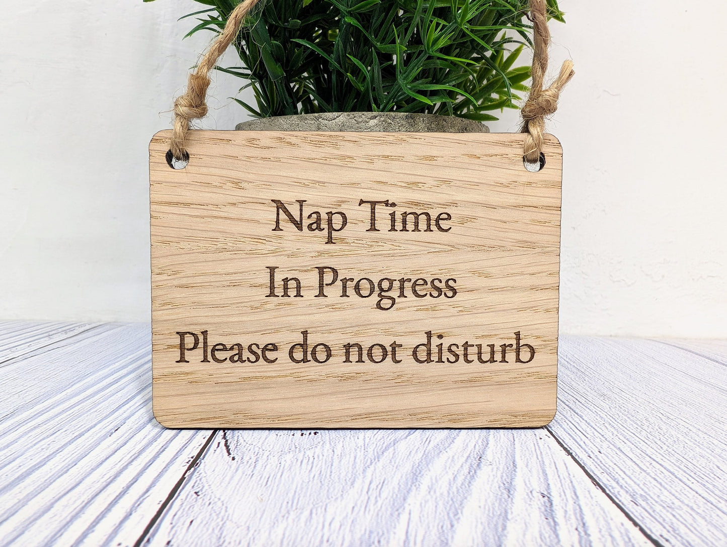 Personalised Nap Time in Progress - Oak Veneered Sign - Handcrafted Welsh Door Sign, Eco-Friendly "Do Not Disturb