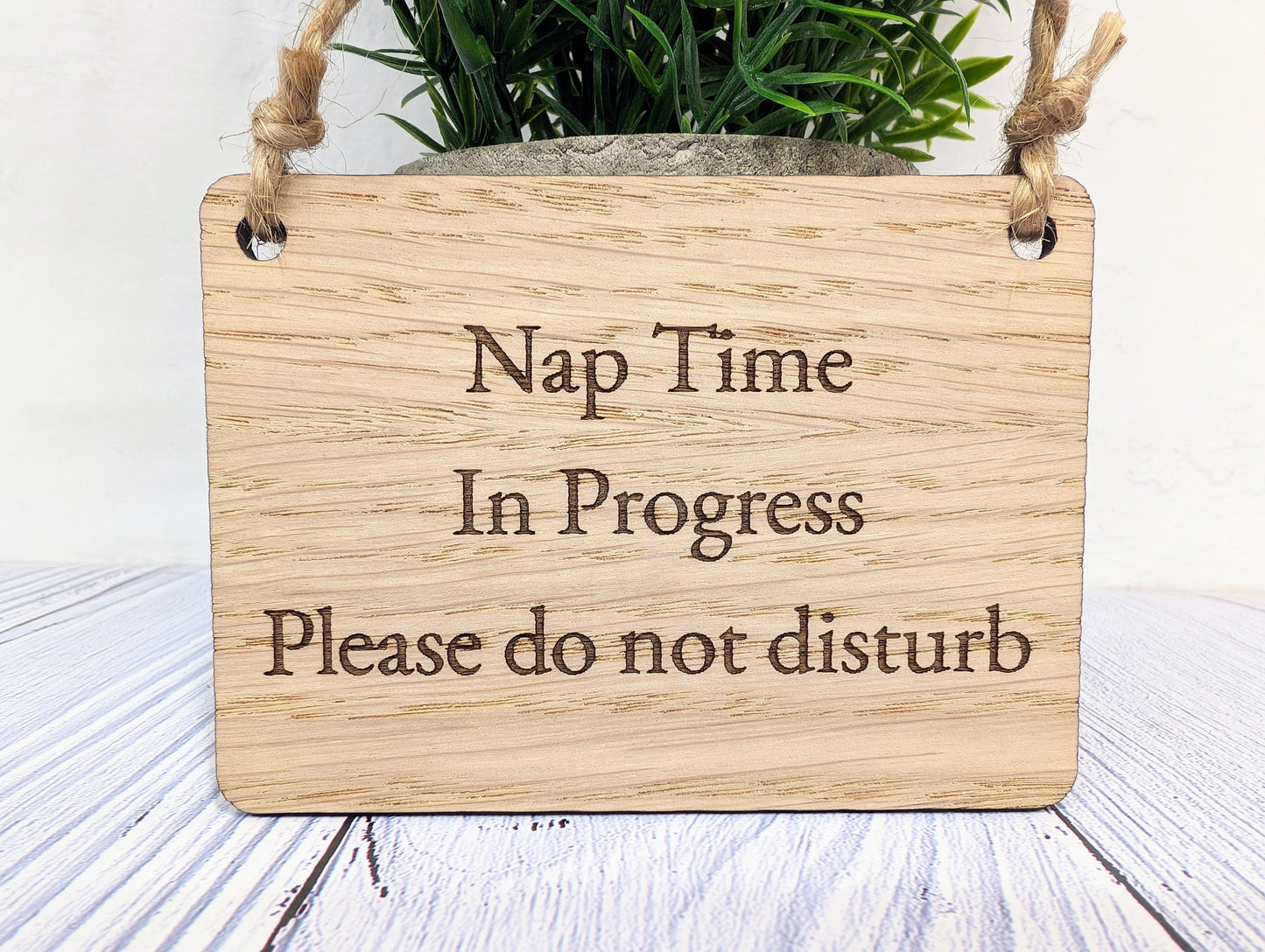 Personalised Nap Time in Progress - Oak Veneered Sign - Handcrafted Welsh Door Sign, Eco-Friendly "Do Not Disturb