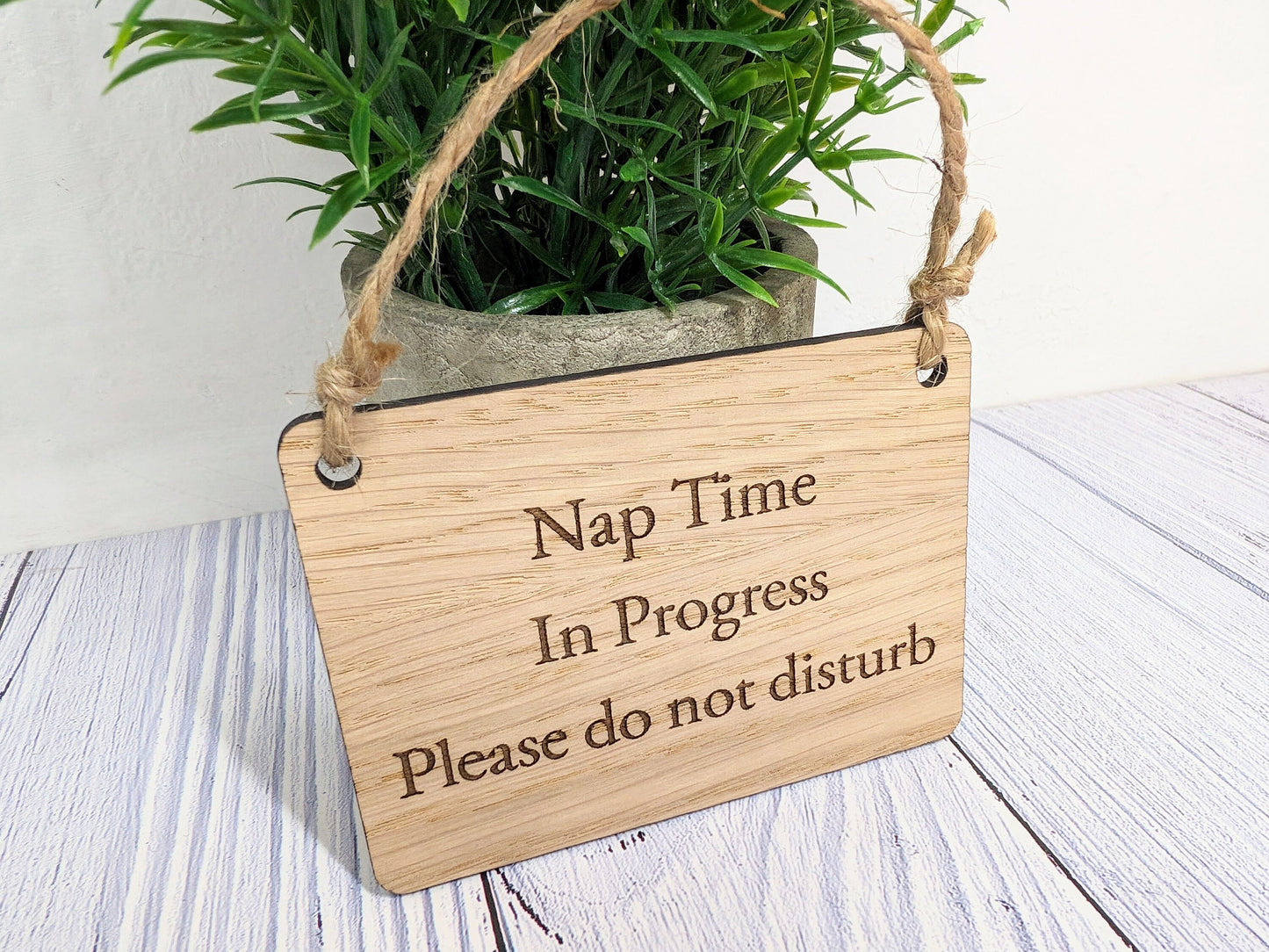 Personalised Nap Time in Progress - Oak Veneered Sign - Handcrafted Welsh Door Sign, Eco-Friendly "Do Not Disturb