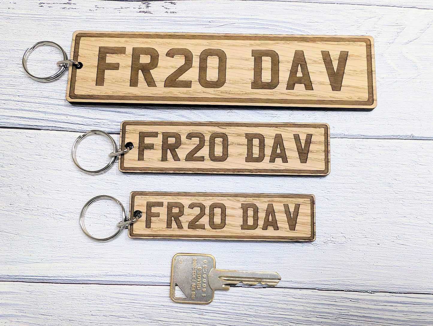 Custom UK Car Plate Keyring - Handmade Eco-Friendly Oak, Personalised Vehicle Registration Gift, Available in 3 Sizes