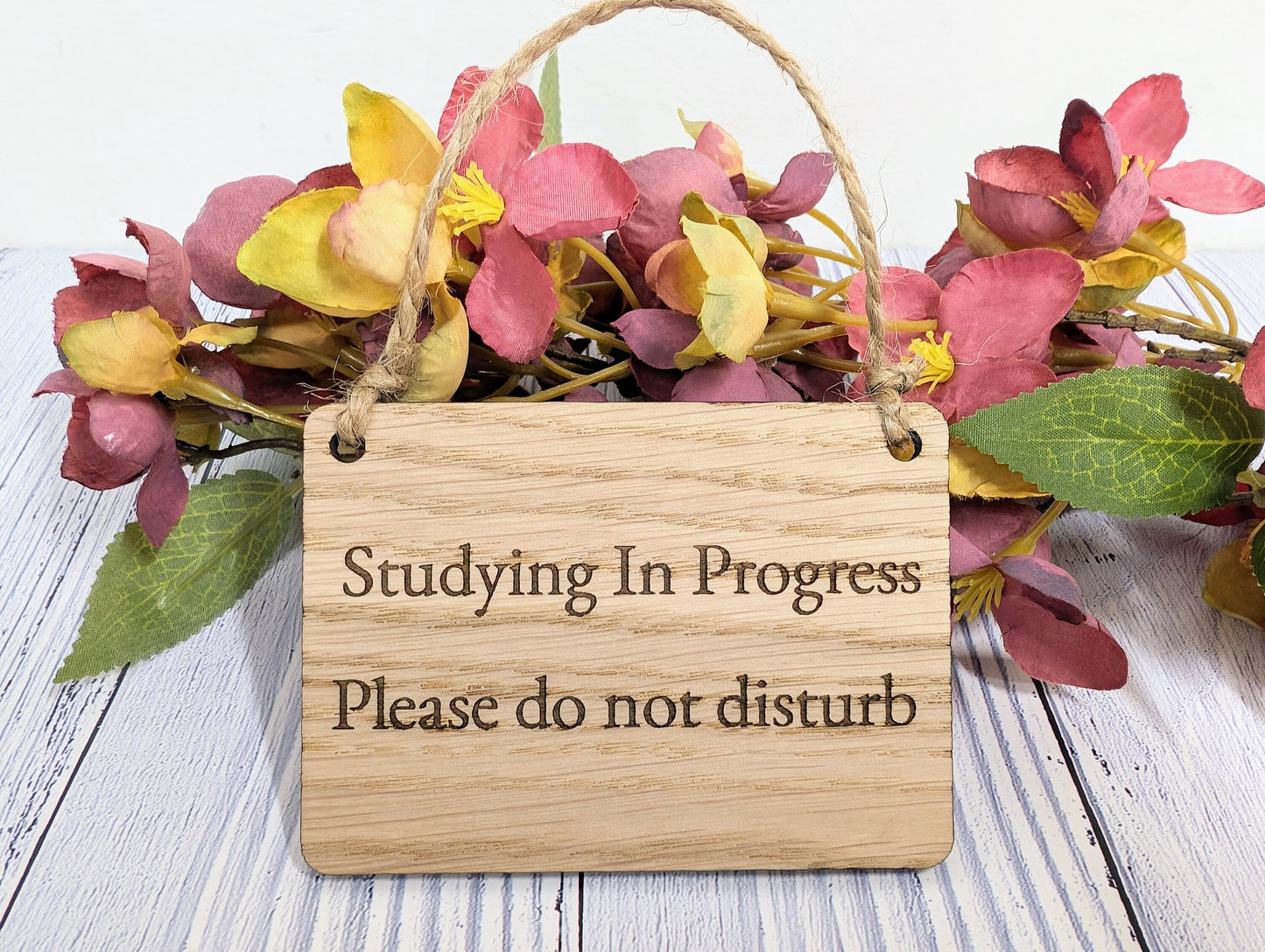 Studying in Progress - Oak Door Sign, Handcrafted in Wales, Eco-Friendly Study Aid, Available in 4 Sizes