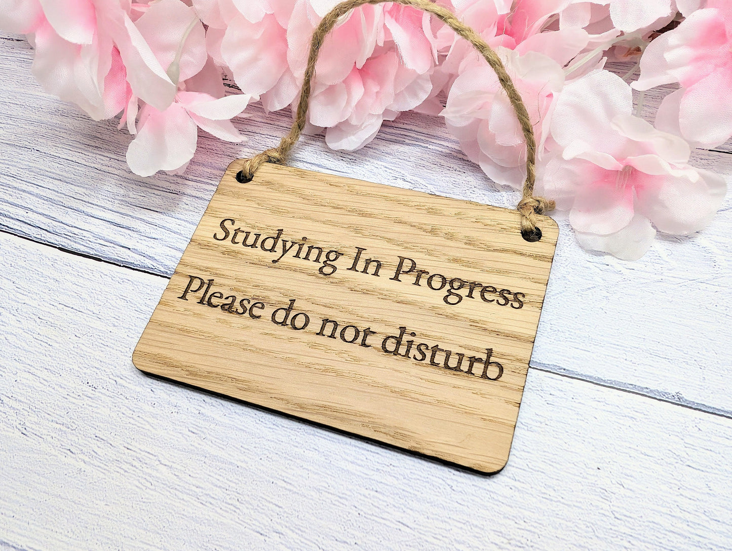 Studying in Progress - Oak Door Sign, Handcrafted in Wales, Eco-Friendly Study Aid, Available in 4 Sizes