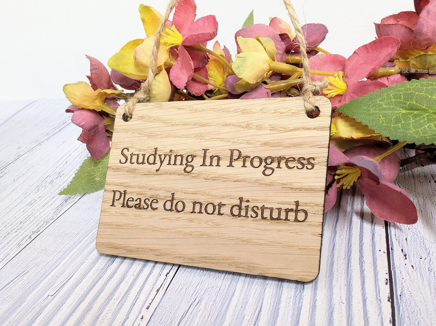 Studying in Progress - Oak Door Sign, Handcrafted in Wales, Eco-Friendly Study Aid, Available in 4 Sizes