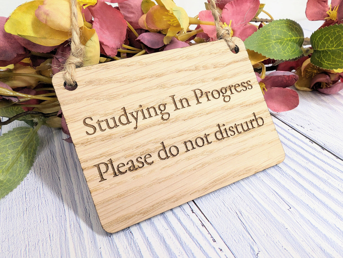 Studying in Progress - Oak Door Sign, Handcrafted in Wales, Eco-Friendly Study Aid, Available in 4 Sizes