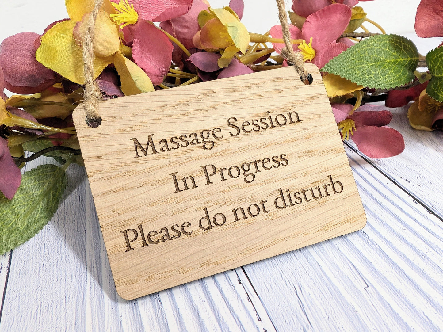 Massage Session in Progress - Oak Door Sign, Handcrafted in Wales, Peaceful Spa Decor, Available in 4 Sizes