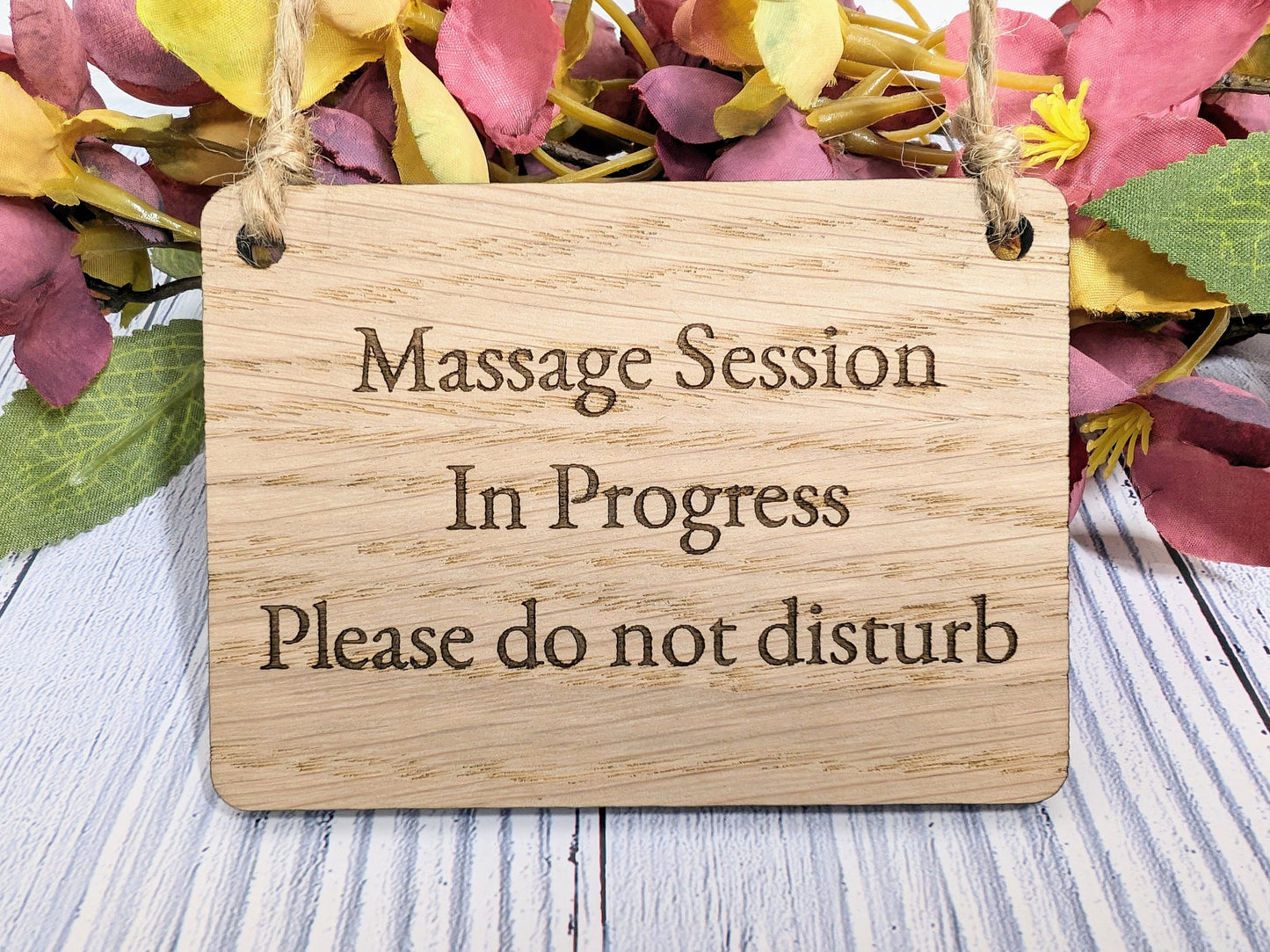 Massage Session in Progress - Oak Door Sign, Handcrafted in Wales, Peaceful Spa Decor, Available in 4 Sizes