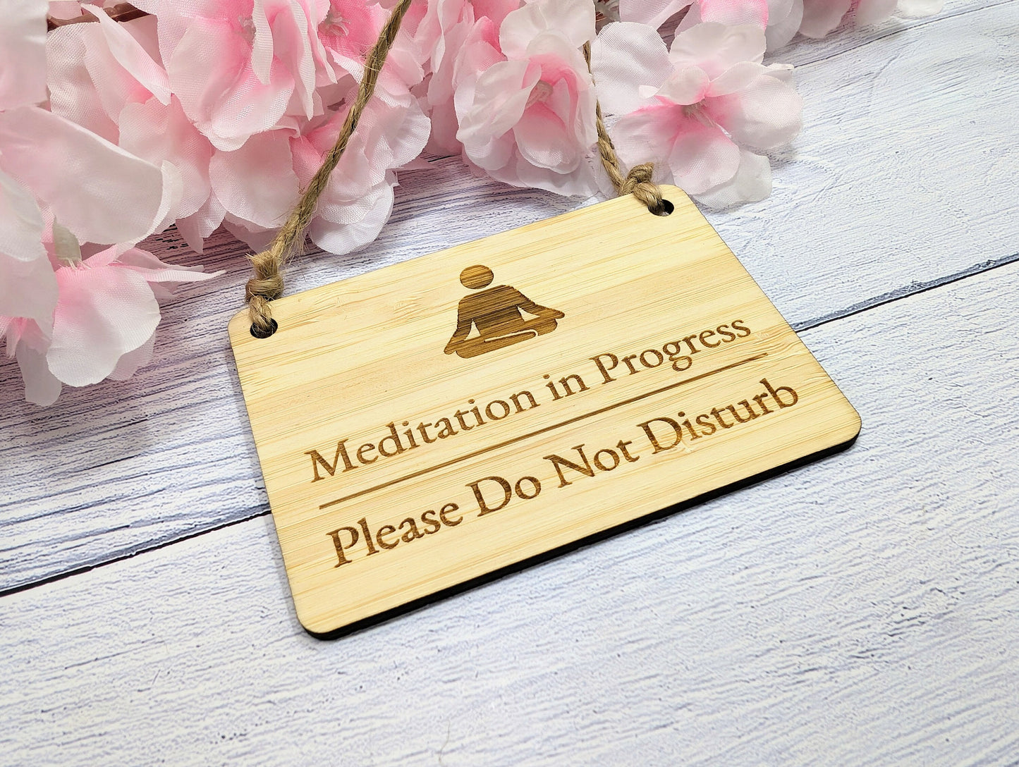 Meditation in Progress, Please Do Not Disturb - Bamboo Door Sign,  Eco Friendly Bamboo, Mindfulness Gift, Home Office Decor