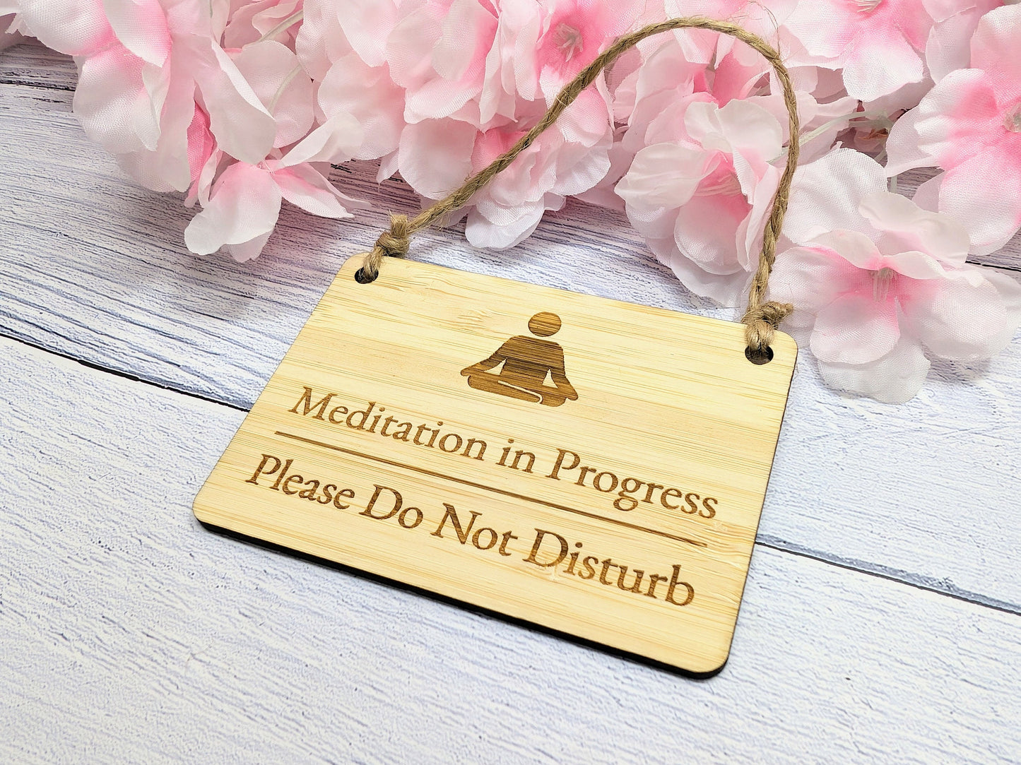 Meditation in Progress, Please Do Not Disturb - Bamboo Door Sign,  Eco Friendly Bamboo, Mindfulness Gift, Home Office Decor