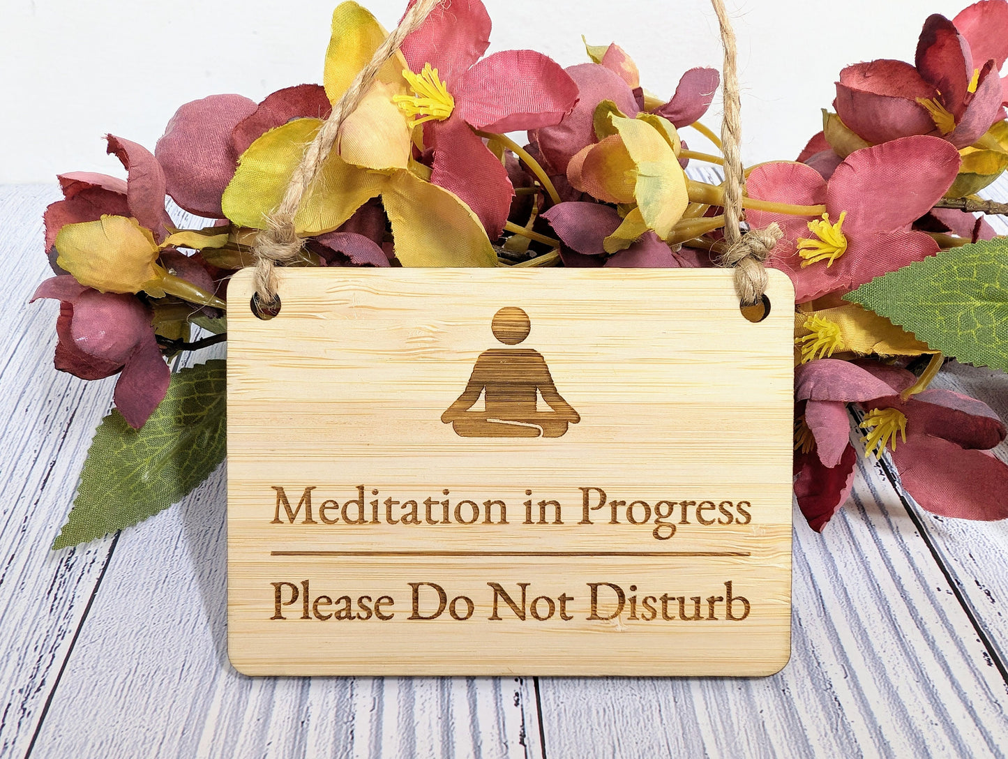 Meditation in Progress, Please Do Not Disturb - Bamboo Door Sign,  Eco Friendly Bamboo, Mindfulness Gift, Home Office Decor