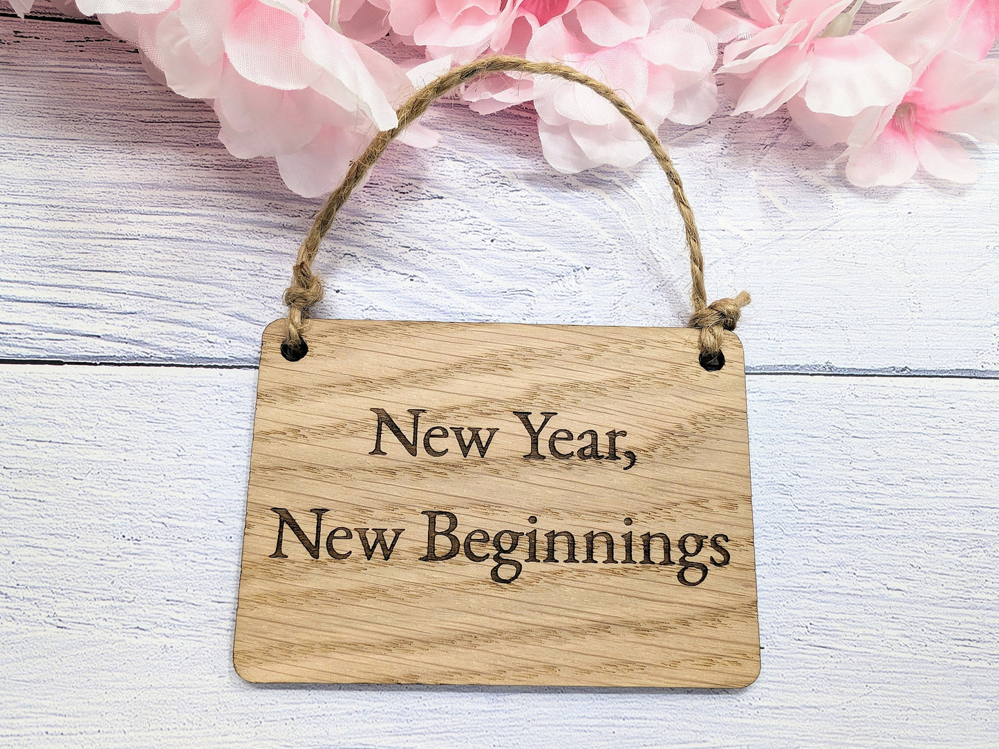 New Year, New Beginnings Oak Sign - Personalisable, Inspirational 2024 Decor