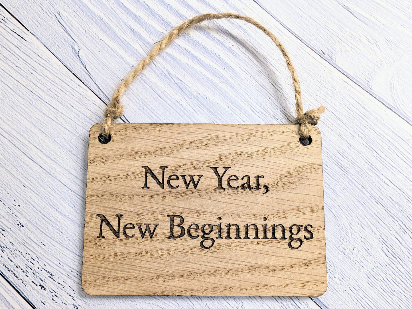 New Year, New Beginnings Oak Sign - Personalisable, Inspirational 2024 Decor