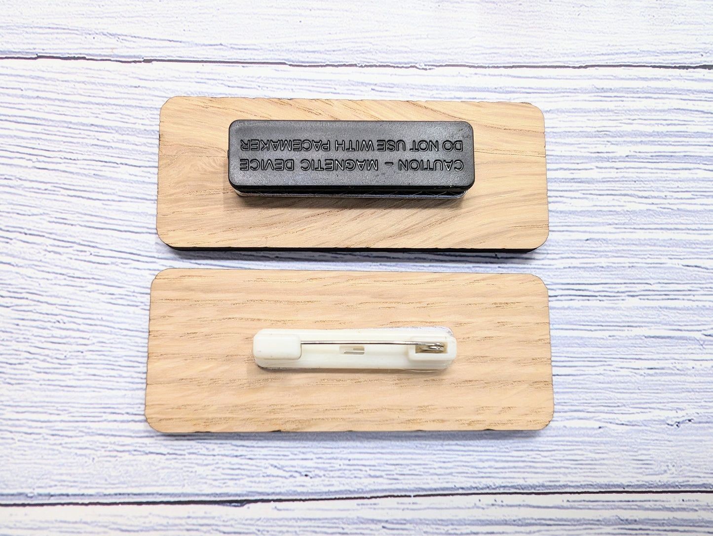 Custom Cafe & Restaurant Name Badges - 75x30mm, Eco Oak MDF, Chef/Coffee Graphics, Magnet/Pin, Personalized Staff Tags